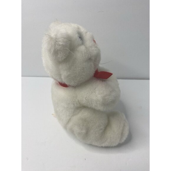 PBC International White Cat 7” Plush Tag Alongs Red Bow Blue Eyes W/ Tag - Picture 6 of 8